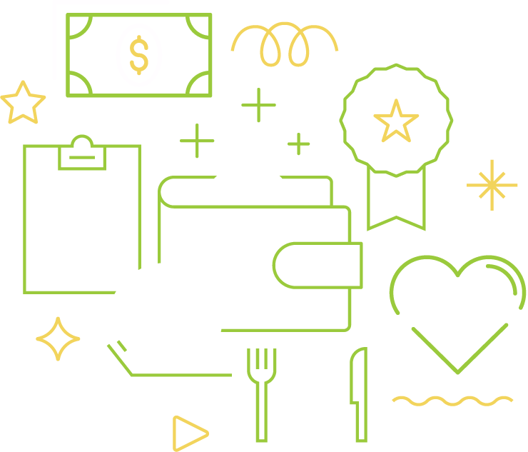 Stylized Icons Symbolizing Payroll and Benefits, including health insurance, timekeeping, paid time off, and payroll